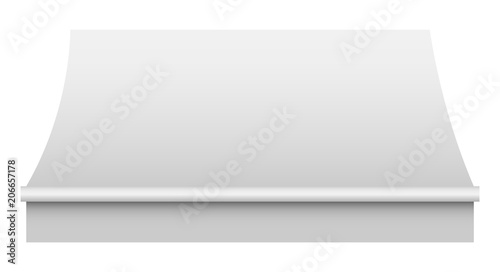 White awning mockup. Realistic illustration of white awning vector mockup for web design isolated on white background