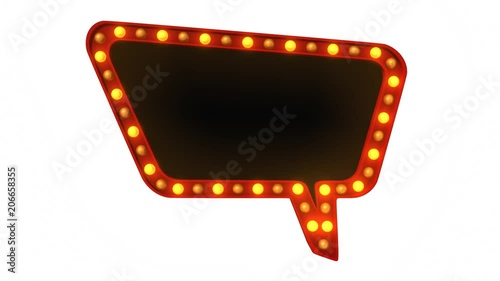 Red speech bubbles marquee light board sign retro on white background. 3d rendering