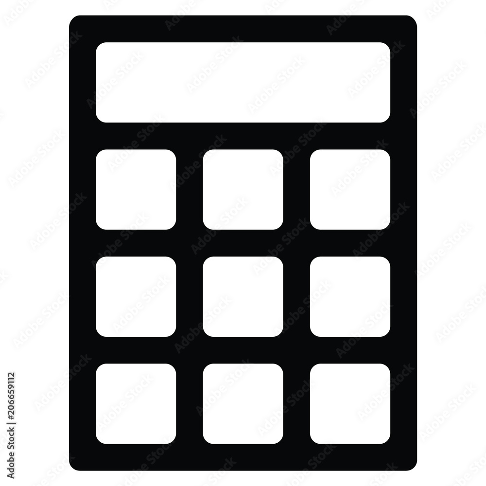 A black and white silhouette of a calculator A black and white silhouette of a calculator