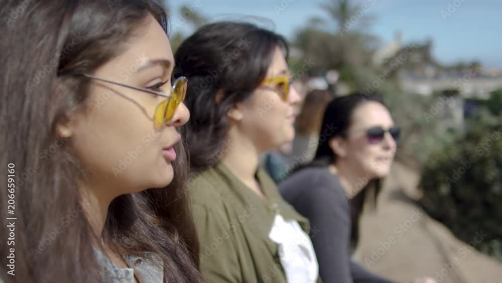 Woman Closest To Camera Tells A Story With Expressive Hands, Her Friends Look Surprised - Shot On Red Scarlet-W Dragon In 4K, Slow Motion Woman Closest To Camera Tells A Story With Expressive Hands, Her Friends Look Surprised - Shot On Red Scarlet-W Dragon In 4K, Slow Motion