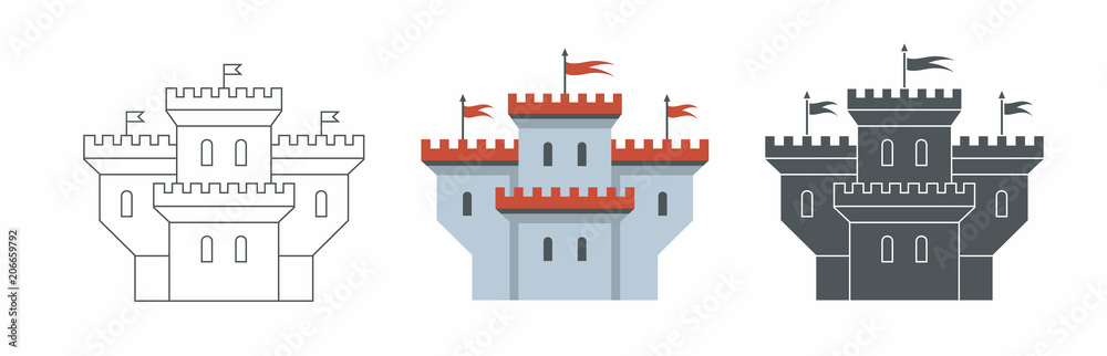 Castle icon. flat style. isolated on white background