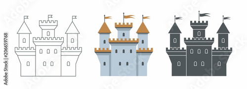 Canvas Print Castle icon. flat style. isolated on white background