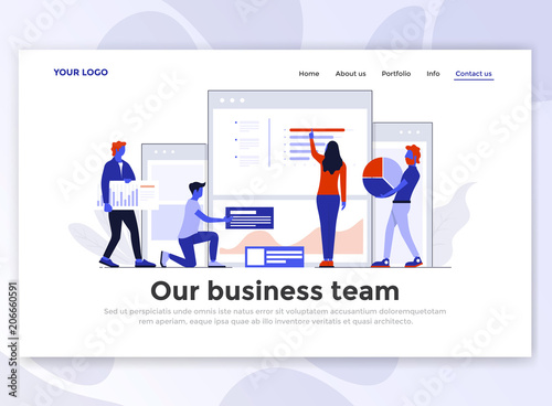Flat Modern design of Landing Page template - Business team