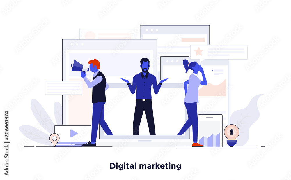 Modern Flat design Concept Illustration - Digital Marketing