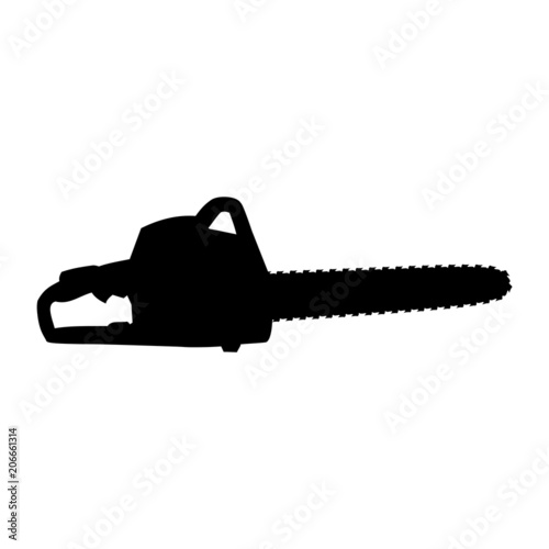 A black and white silhouette of a chainsaw photo
