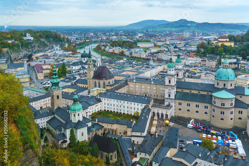 View from Hohensalzburg Castle on Kapitelplatz, Austria