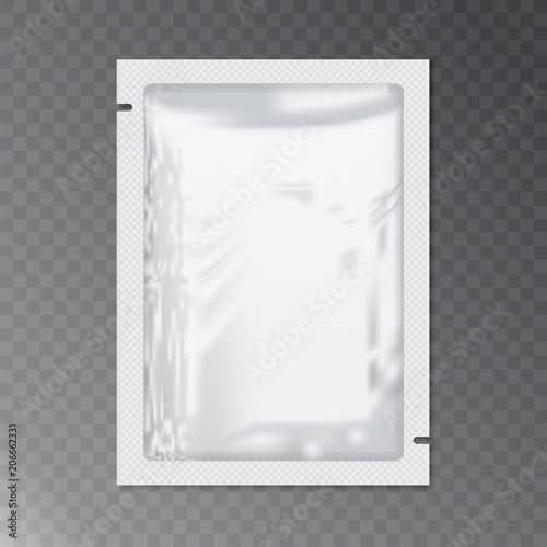 Food packaging,transparent plastic bag,vector set mock up.Realistic blank template Packaging. Packing for products. Vector illustration.