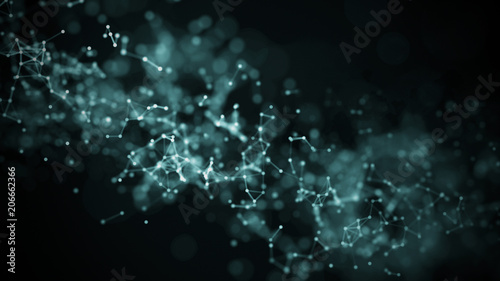 Technology concept background. Concept of Network. Abstract science geometrical background with connecting dots and lines. Big data visualization.