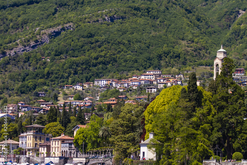 Naklejka premium Chiesa di San Lorenzo in Mezzegra on Como Lake, Italy