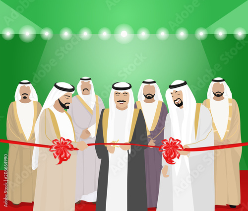 The cutting of ribbons by Arab men