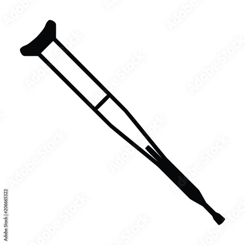 A black and white silhouette of a crutch