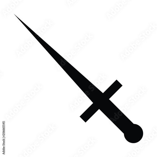 A black and white silhouette of a dagger