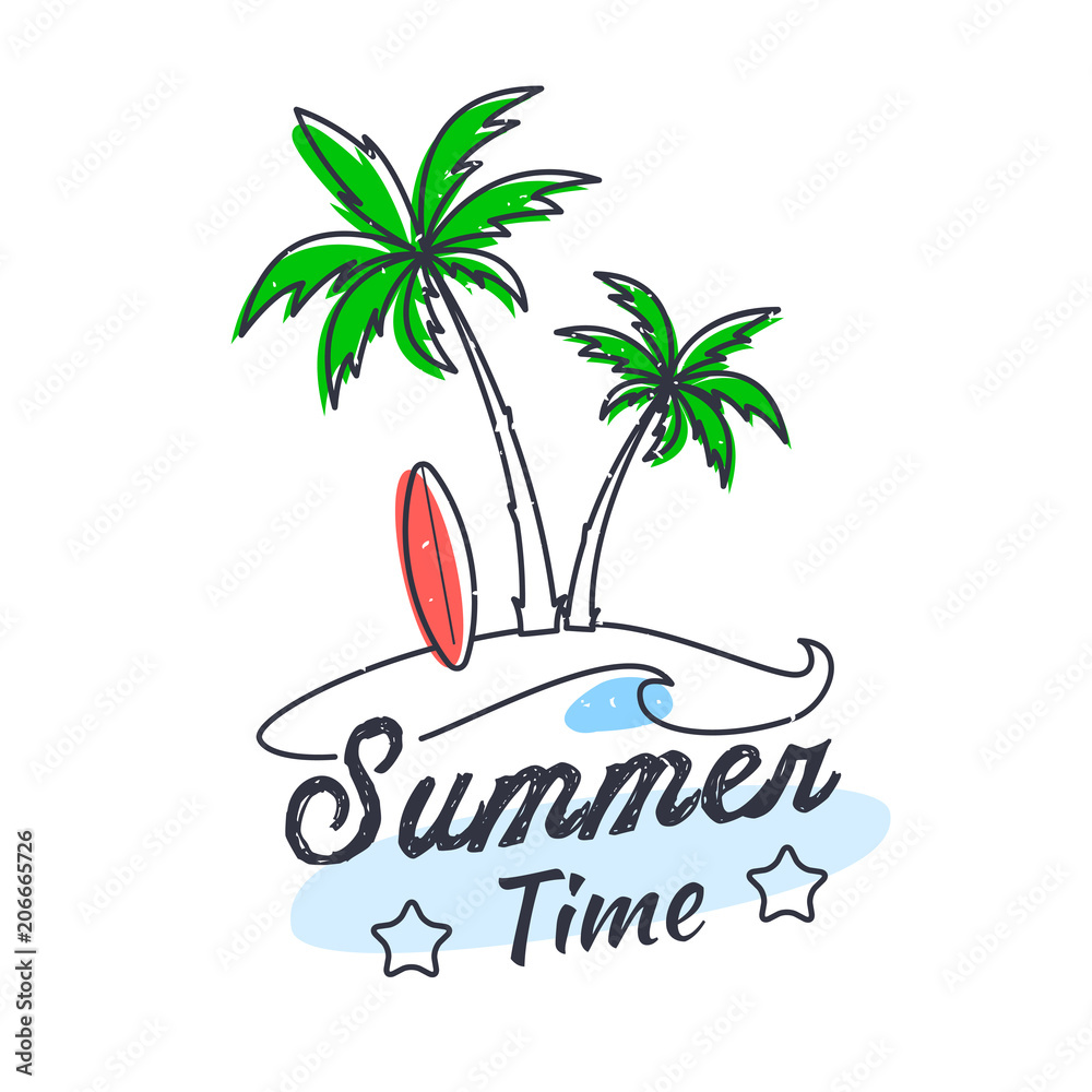 Palm vector illustration. Summer time