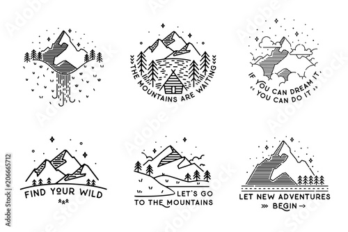 Travel set with emblems. Summer vector illustrations. Design © librebird