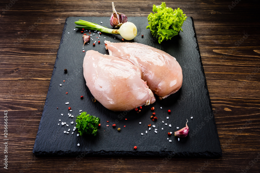 Fototapeta premium Raw chicken fillets