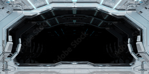 Fototapeta Naklejka Na Ścianę i Meble -  White clean spaceship interior background 3D rendering