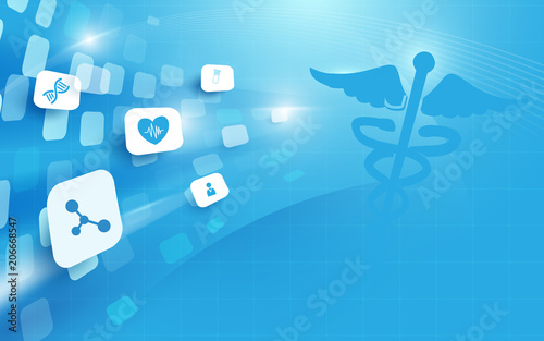 Caduceus symbol and Abstract geometric with medicine and science concept background