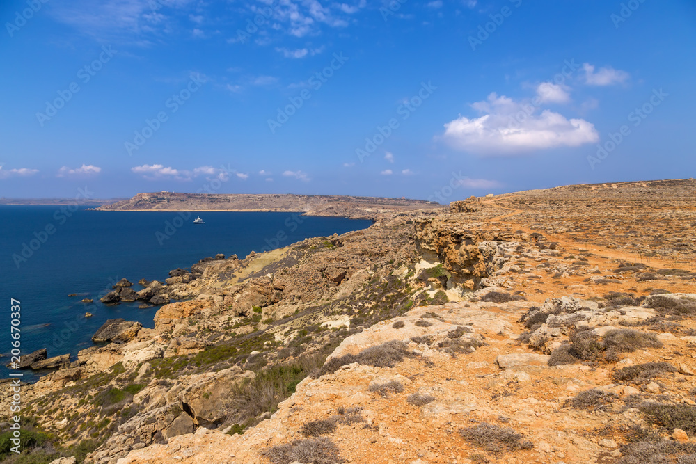 Mellieha, Malta. Picturesque rocky coast in the north-west of the island