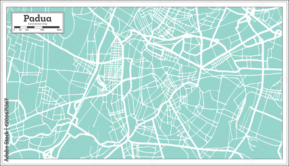 Padua Italy City Map in Retro Style. Outline Map.