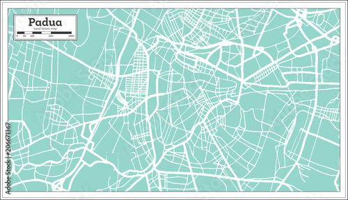 Fotografie, Obraz Padua Italy City Map in Retro Style. Outline Map.