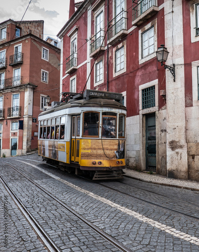 Tram railway in the hills of Lisbon