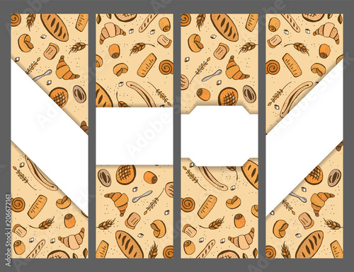 Hand drawn  bakery shop flyers set.