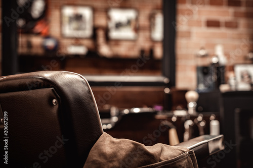 Barbershop chair and blurred background