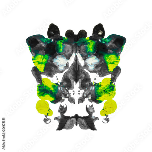 Quadro em tela Abstract paint watercolor inkblot Rorschach test isolated on white background