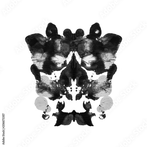 Vászonkép Abstract paint watercolor inkblot test rorschach face isolated on white backgrou