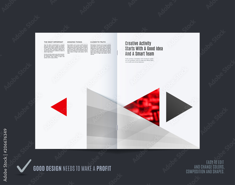 Abstract double-page brochure material design style with colourful layers for branding. Business vector presentation broadside. Abstract double-page brochure material design style with colourful layers for branding. Business vector presentation broadside.