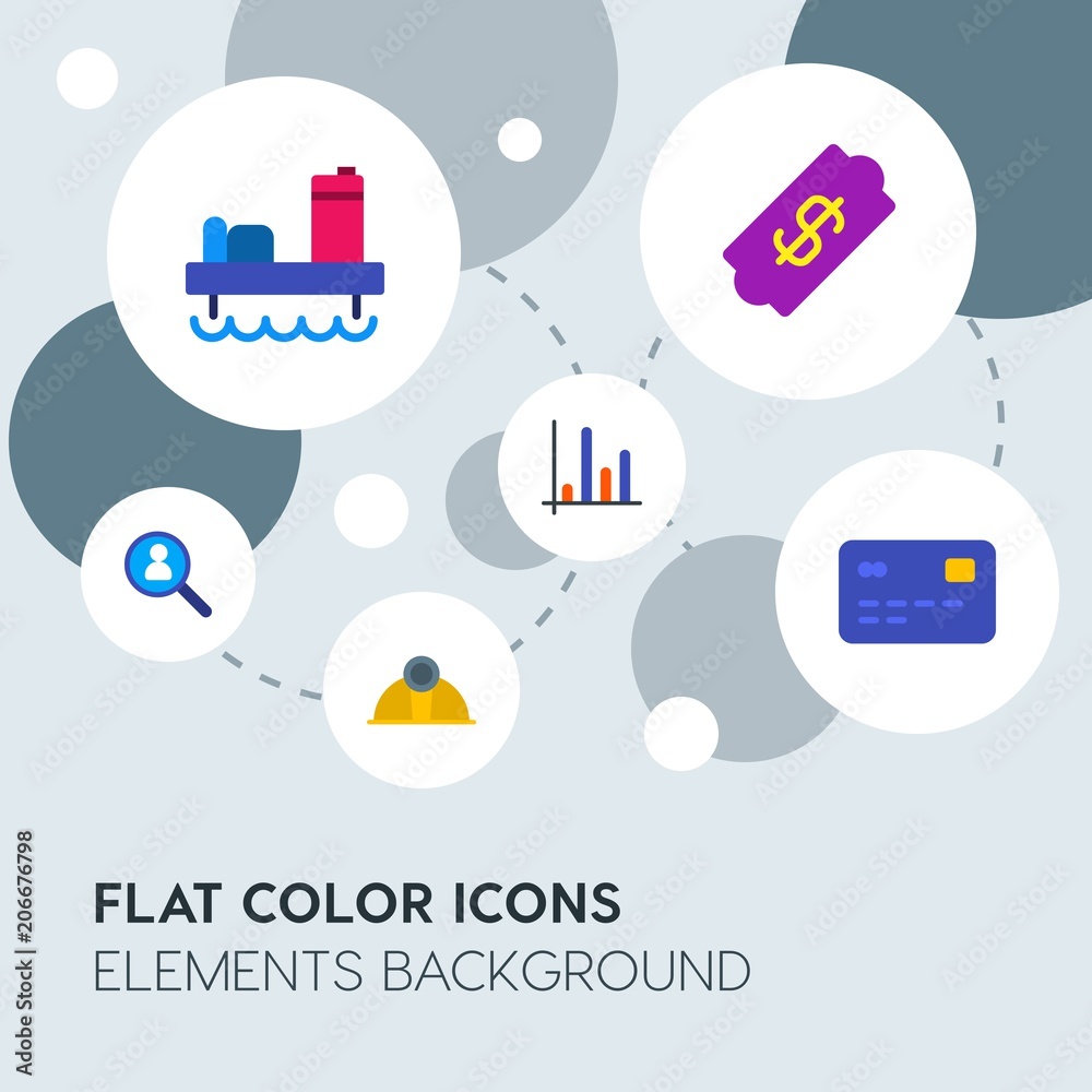 business, industry, charts flat vector icons and elements background with circle bubbles networks.Multipurpose use on websites, presentations, brochures and more