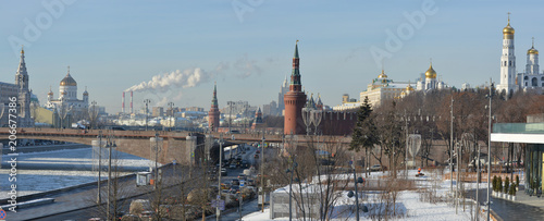Winter panorama of Moscow Kremlin.