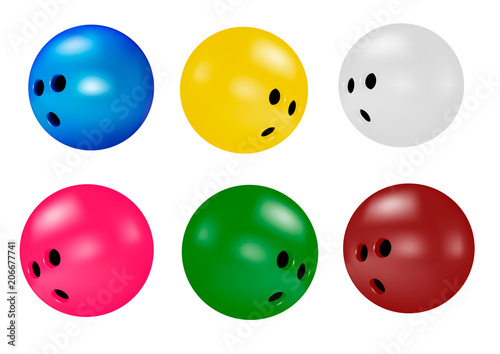 Bowling ball in vector on white background.Colorful bowling balls vector illustration.