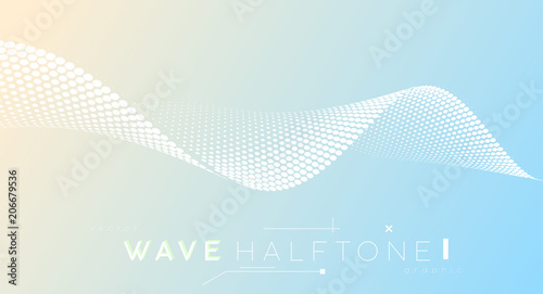 Abstract dotted halftone wave, business background. Curved dots plane symbolized movement, flow motion.