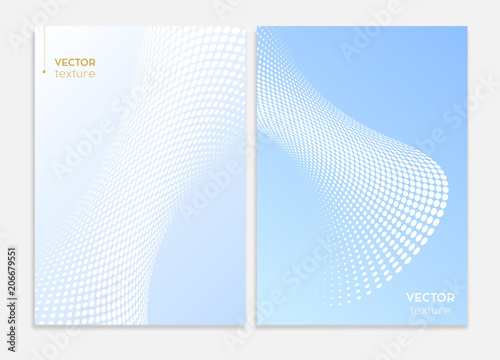 Business covers design. Abstract halftone dotted surface, brochure template. Vector graphic.