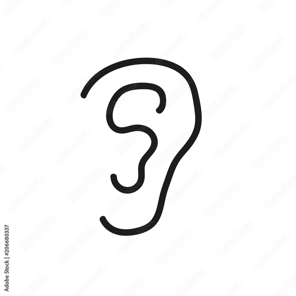 Ear icon on white background. Vector illustration. Ear icon on white background. Vector illustration.