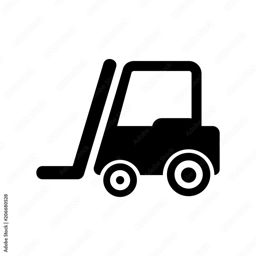 Black forklift truck vector icon on white background Black forklift truck vector icon on white background
