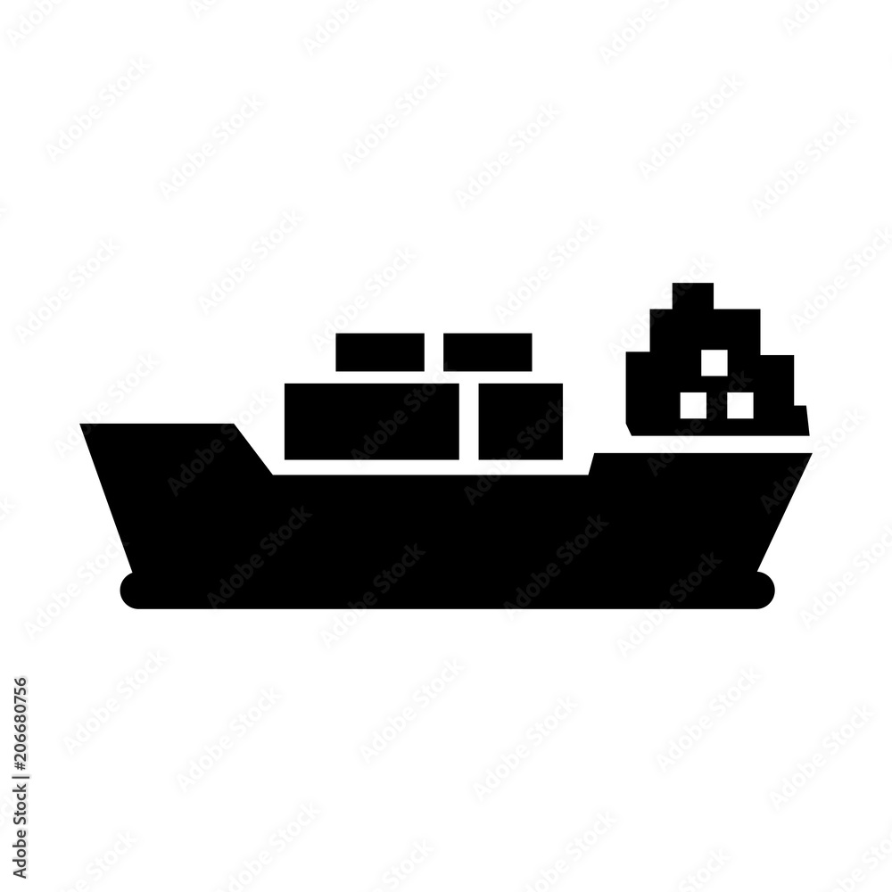 Cargo ship icon, vector illustration. Flat design style. Cargo ship icon, vector illustration. Flat design style.