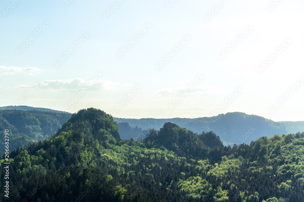 Bergige Landschaft im Elbsandsteingebirge