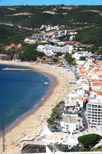 view on the coastal town of Sesimbra, Portugal