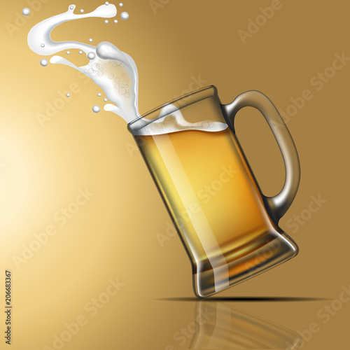 Splashing beer in a glass