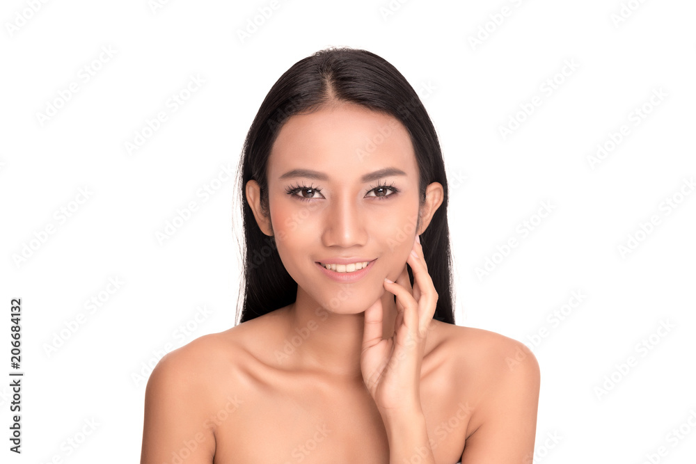 Young Asian woman with beautiful face and clear skin face close up studio Young Asian woman with beautiful face and clear skin face close up studio