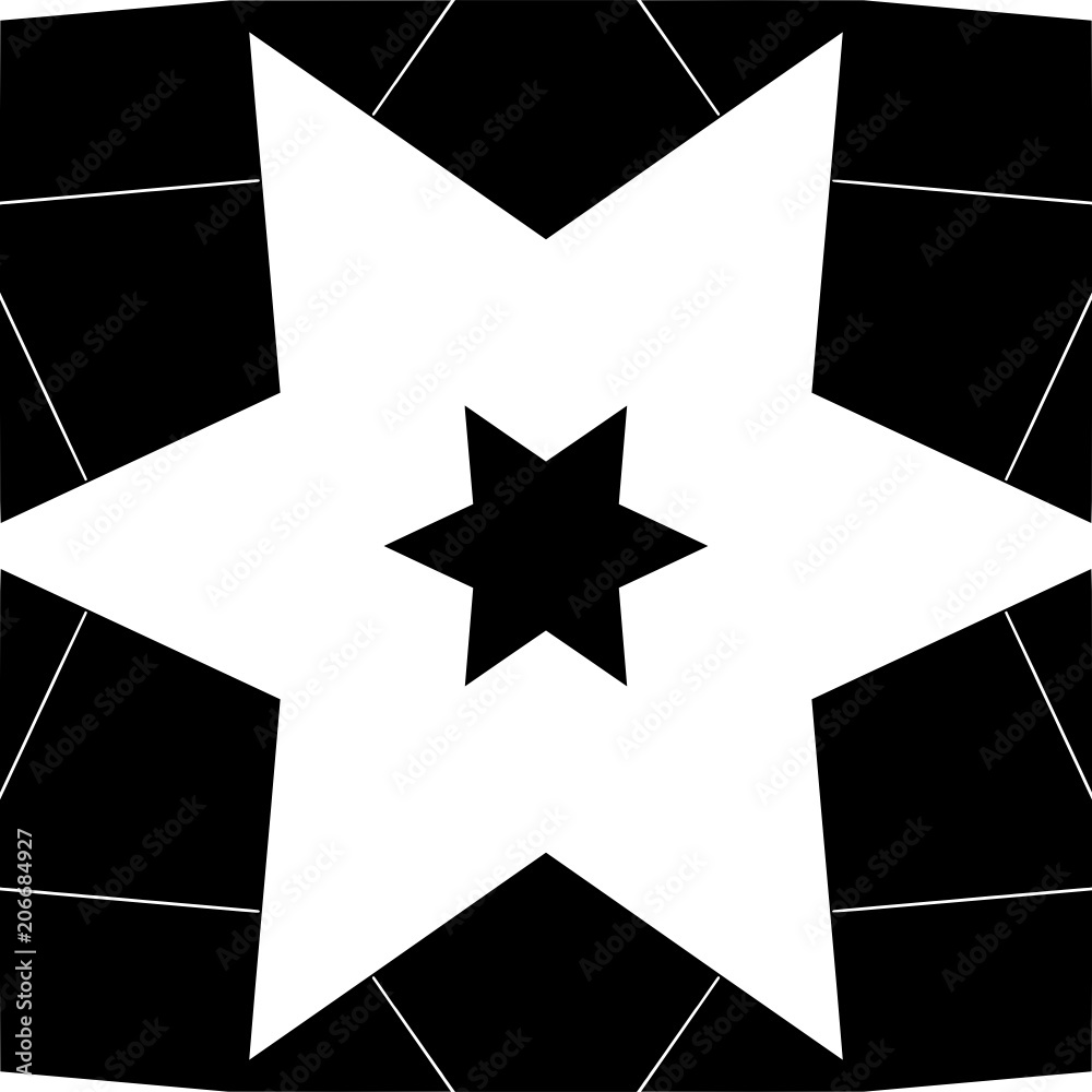 White six-pointed star on a black background