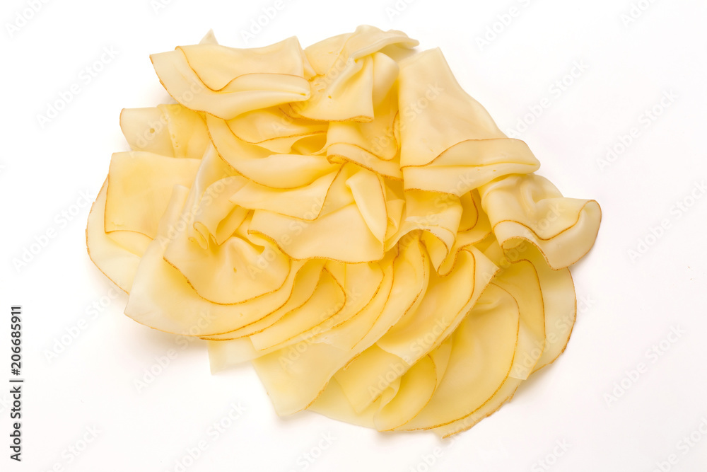 Cheese slices isolated on the white background. Cheese slices isolated on the white background.