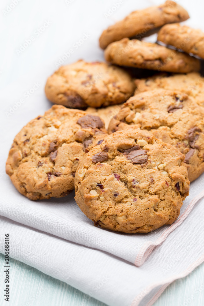Chocolate oatmeal cookies on the wooden background. Chocolate oatmeal cookies on the wooden background.
