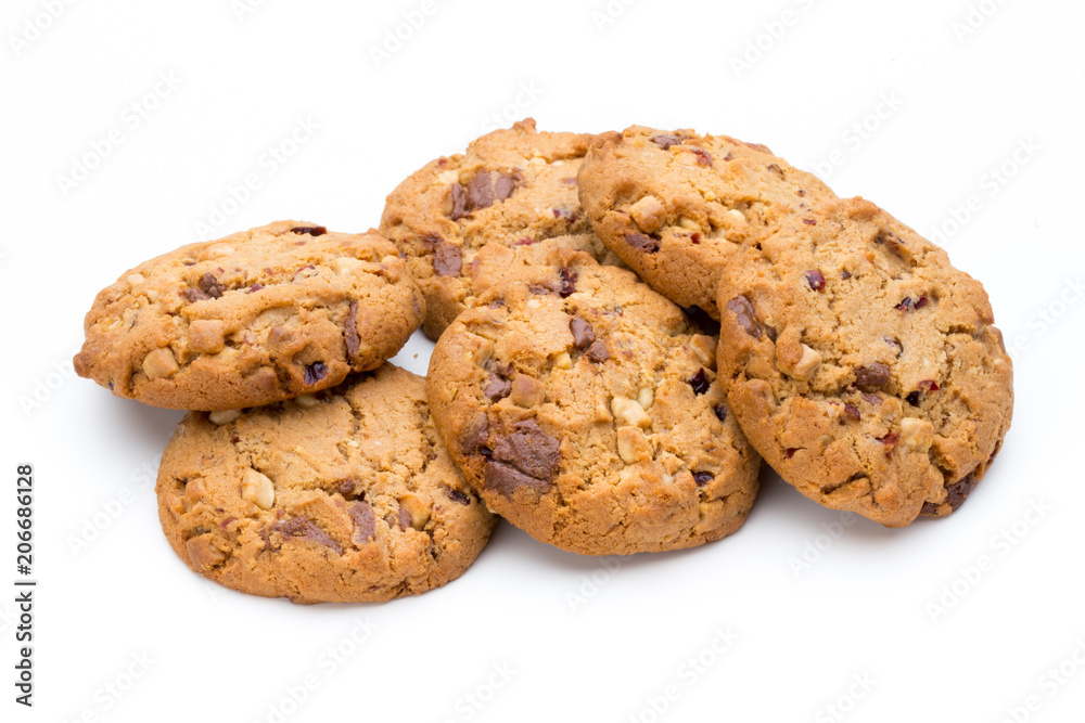 Chocolate chip cookie isolated on white background. Chocolate chip cookie isolated on white background.