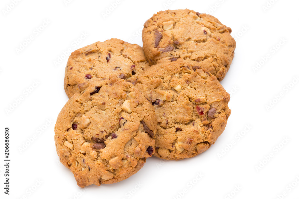 Chocolate chip cookie isolated on white background. Chocolate chip cookie isolated on white background.