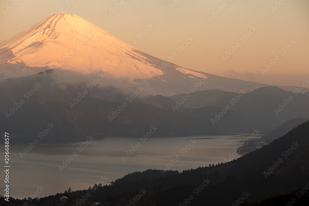 Mountain Fuji winter in morning