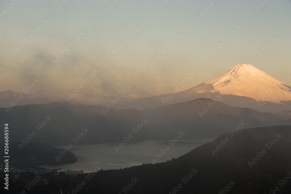 Mountain Fuji winter in morning
