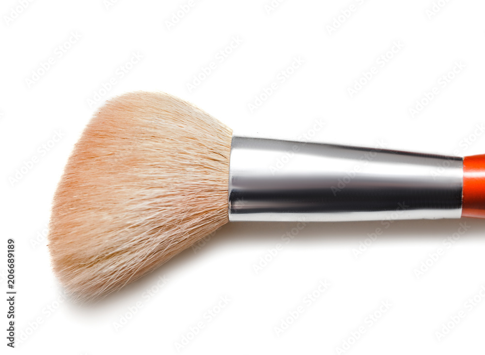 Big makeup brush powder closeup isolated on white background Big makeup brush powder closeup isolated on white background